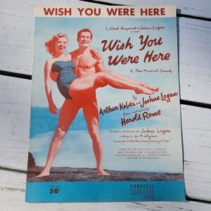 Vintage Wish You Were Here Sheet Music ~ 1950s ~ Ephemera ~ Crafting ~ Journal